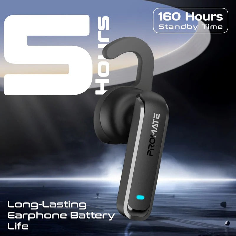 Promate 2-in-1 MagSafe Compatible 15W Wireless Car Charger with Built-in Wireless Mono ENC Earphone - Black