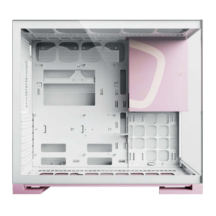 Geometric Future Model 5 Mid Tower Glass Case with 5 Fans - White & Pink