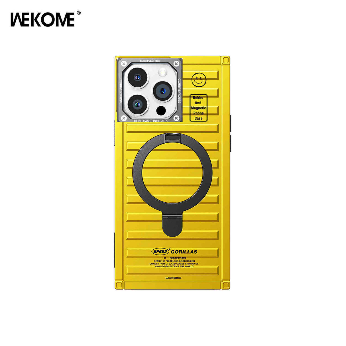 WEKOME WPC-033 Gorillas Series Magnetic Phone Case Yellow Daisy oil Electroplated for Iphone 15 Pro Max