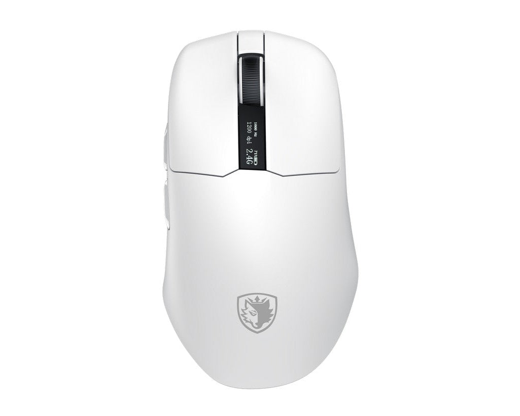 Sades Striker S2W 26,000 DPI Wireless Gaming Mouse with RGB Magnetic Charger and Oled Panel - White