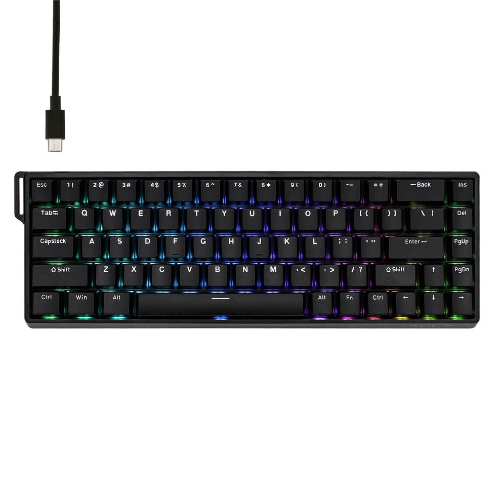 Aula WIN68HE 68-Key 65% Wired Gasket-mounted Gaming Keyboard Greywood Magnetic Switch - Black