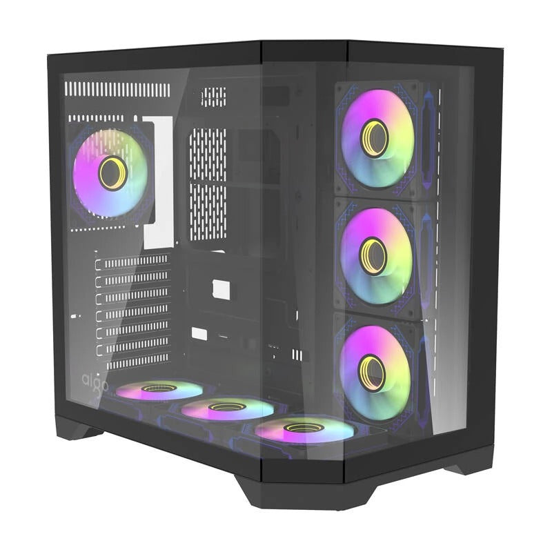 Huntkey S970 Storm Max Cryo Edition M-ATX PC Case with 7pcs Fans - Black