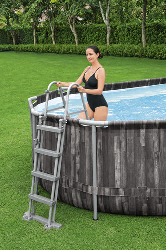 BESTWAY 6.10M X 3.66M X 1.22M OVAL POOL SET (Contents:One Pool, Filter Pump(220-240V), Ladder,Cover, ChemConnect Dispenser, Compatible with Cartridge 58012(III)220-240V) 5611R (Installation Not Included)