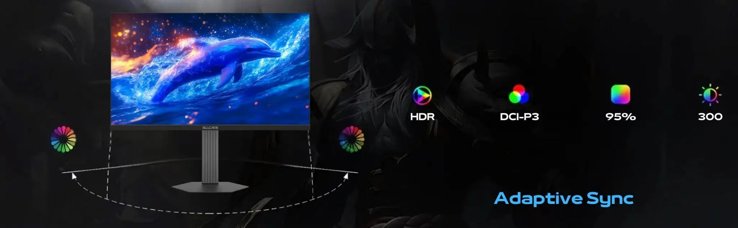 Sades BN-Dolphin SA-F01Q27, 27" QHD (2K) 2560x1440, 200Hz, 0.5ms, IPS, Flat Gaming Monitor - Black