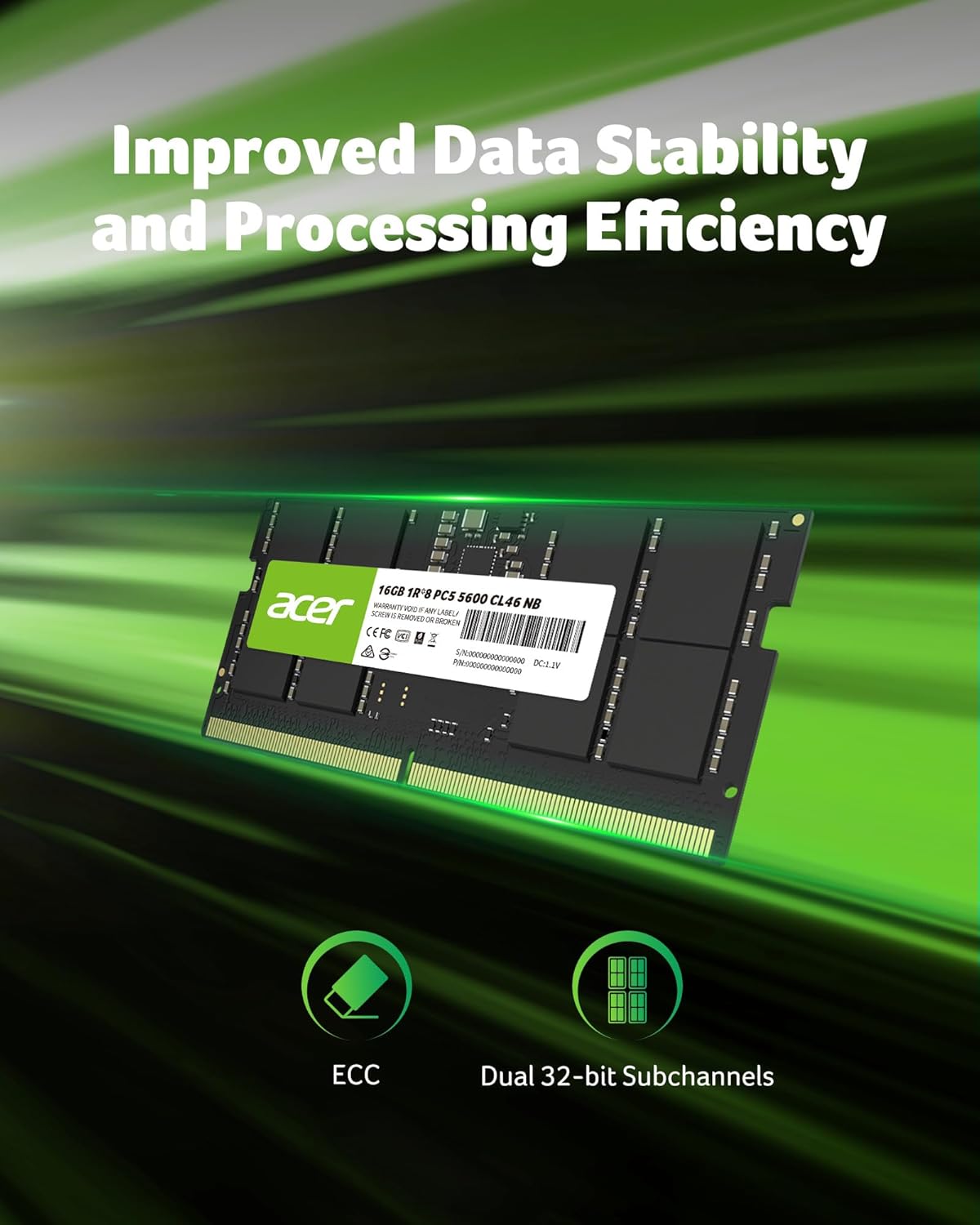 Acer SD200 DDR5 RAM 16GB 5600 MT/s CL46 - for Laptop