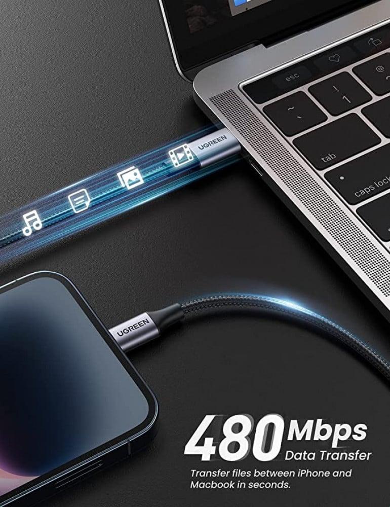 UGREEN USB-C to Lightning M/M Cable 20W Aluminum Shell Braided 1m (Black)US304