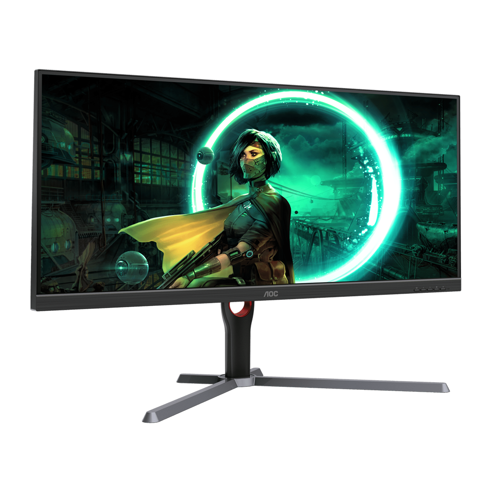 AOC شاشة ألعاب مسطحة VA بانل، مقاس 34 بوصة، بدقة WQHD (2560 × 1440)، ومعدل تحديث 144 هرتز، وزمن استجابة 1 مللي ثانية - أسود