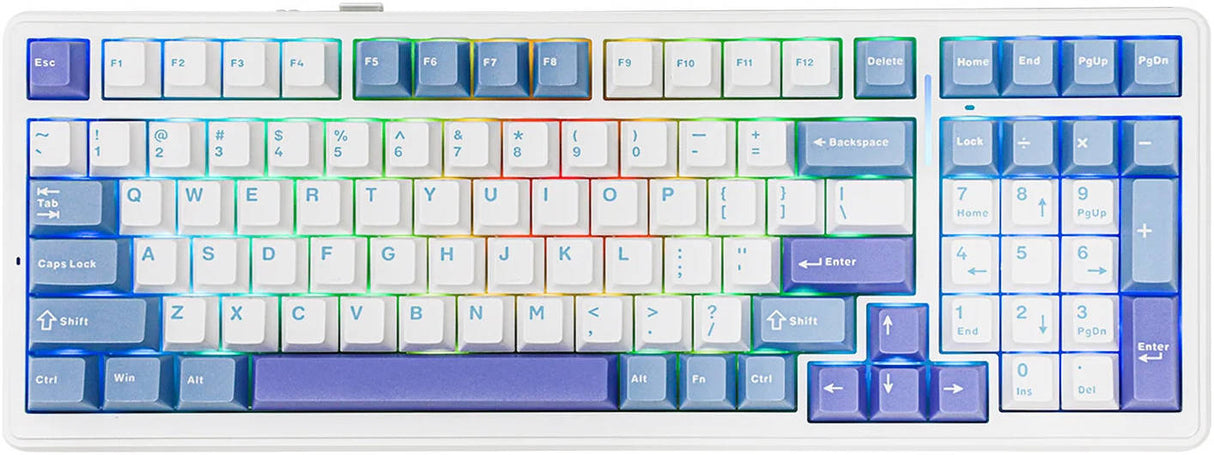 AULA F99 98% Gasket-Mounted Hot-Swappable Wireless Mechanical Keyboard Reaper switch - White Blue