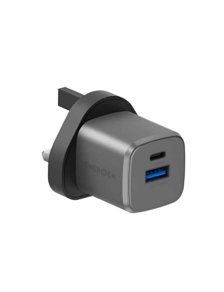 ENERGEA AMPCHARGE GAN20, 1C1A PD/QC3.0 WALL CHARGER,20W (UK) - GUNMETAL