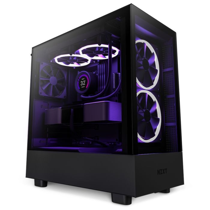 كيس كمبيوتر إن زد إكس تي إتش فايف إيليت فاخر بحجم ميد تاور مدمج – أسود