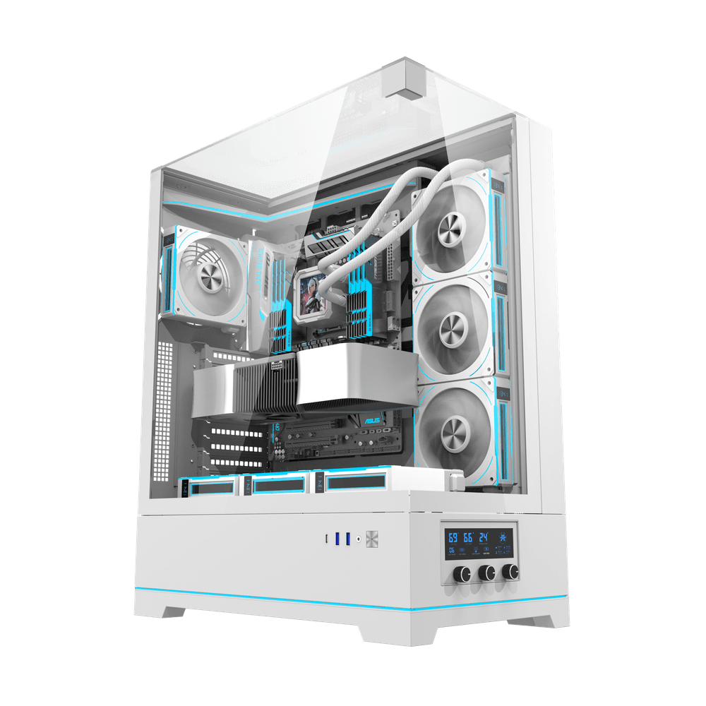 DarkFlash DY450L Pro 4 Digital Fans Case - White