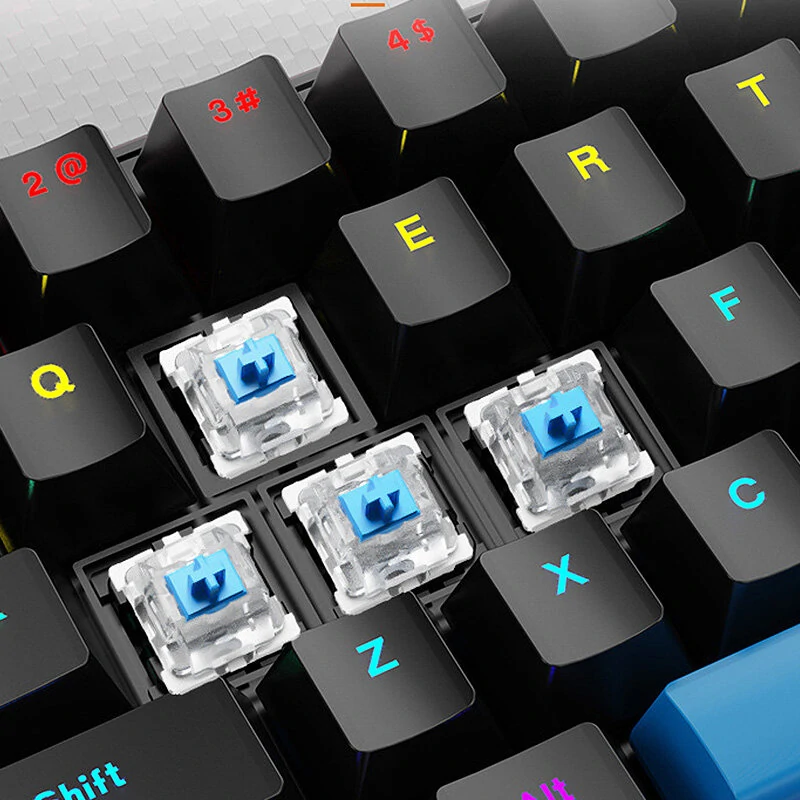 Skylion K68 Wired Mechanical RGB Gaming Keyboard - Black & Blue - Blue Switch