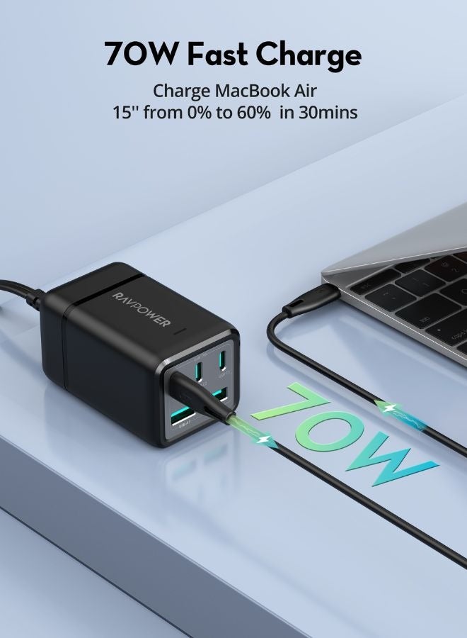 RP-PC1045 75W Power Strip 5-Port without AC outletsc Offline Black - RP-PC1045