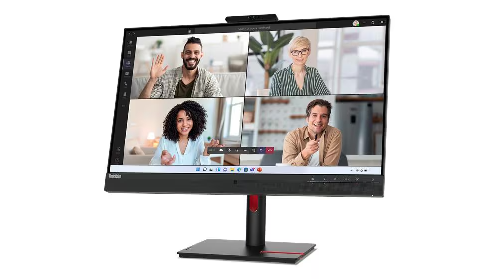Lenovo ThinkVision T27hv-30 27" QHD VoIP USB-C Monitor USB Type-C +HDMI 2.1 + DP 1.4 + Dpout + Ethernet,Integrated Microphone Height Adjustment Pivot Stand - Raven Black, 3 yrs