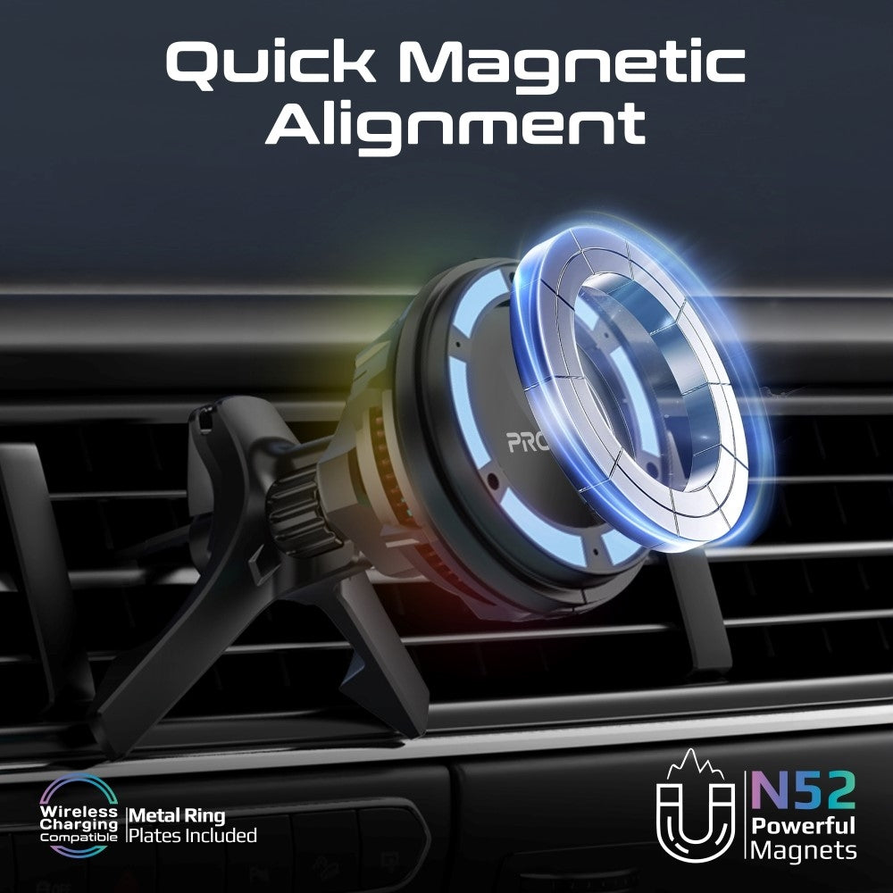 Promate MagChill-GA 15W ActiveCool Cradleless Qi2 Certified Wireless Smartphone Charger Mount