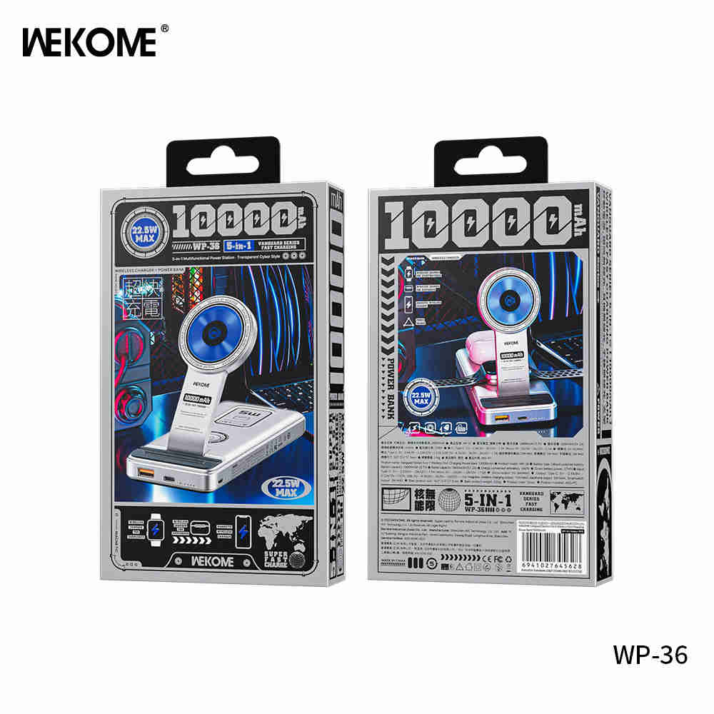 WEKOME WP-36 Vanguard Series Wireless Fast Charging Power Bank 10000 mAh - Silver