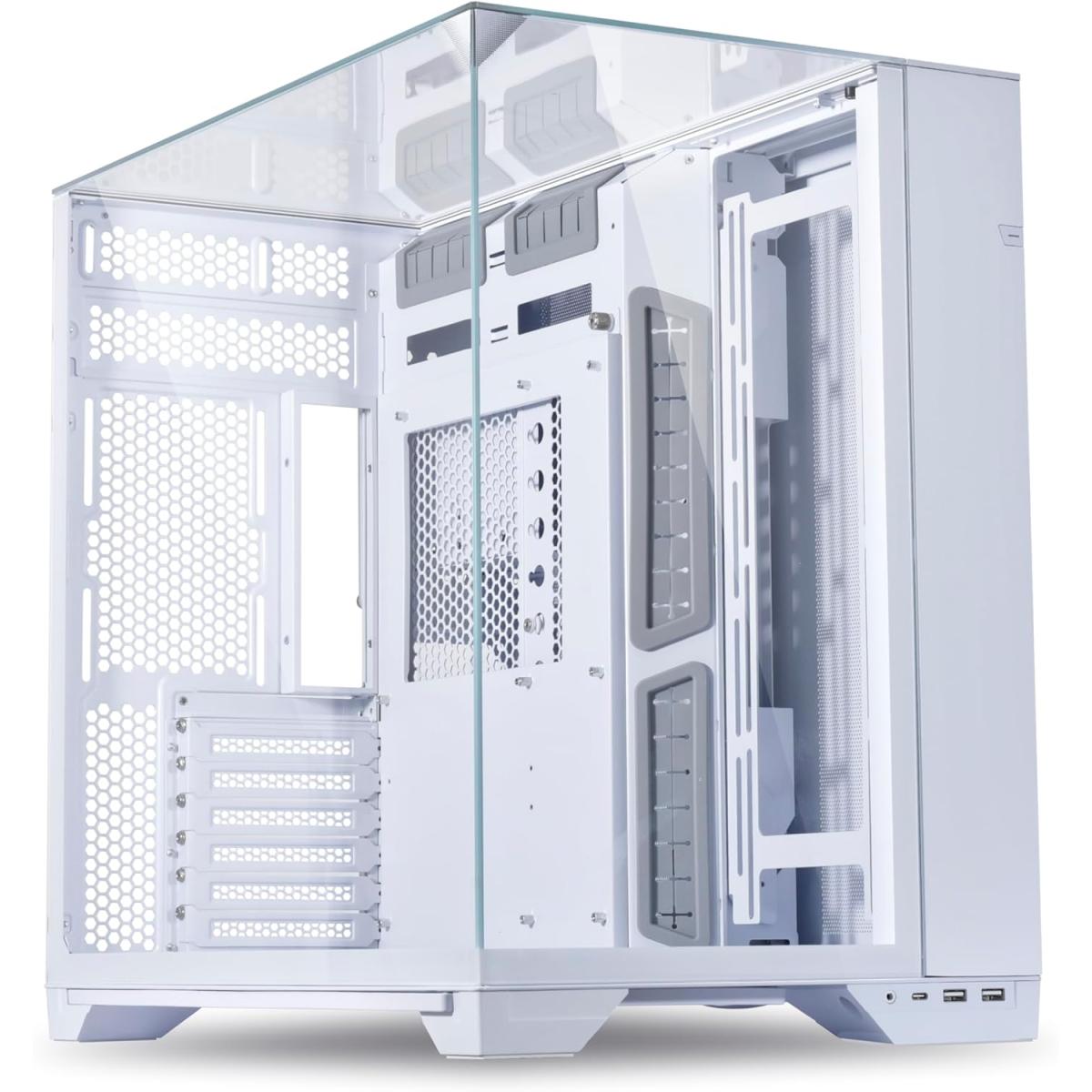 LIAN LI O11 VISION Tempered Glass Mid Tower Gaming Case - White (Fans Not Included)