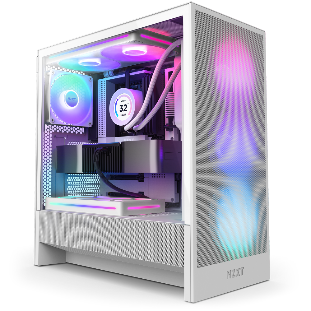 NZXT H5 Flow RGB (2024) Compact Mid Tower ATX Case with RGB Fans - White