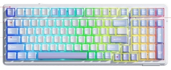AULA F99 98% Gasket-Mounted Hot-Swappable Wireless Mechanical Keyboard Reaper switch - White Blue