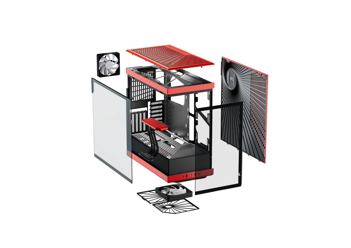 HYTE Y40 Panoramic Tempered Glass With Two 120mm fans, PCI-E 4.0 Vertical Mount included ATX Mid Tower Case - Black Cherry
