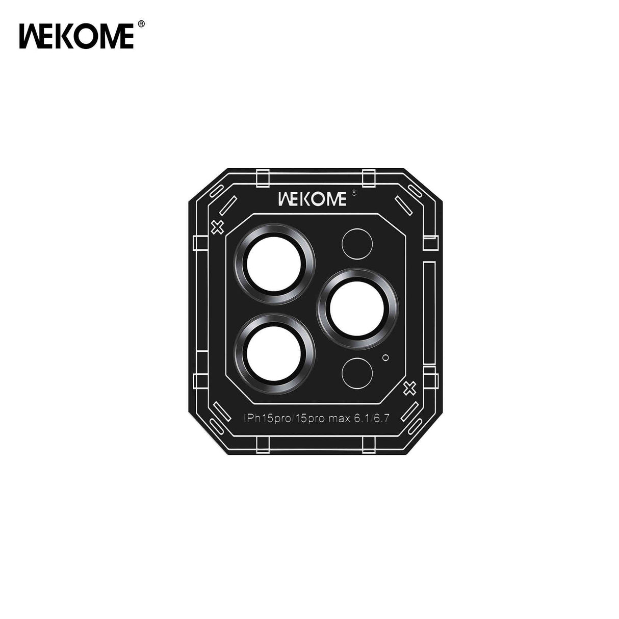 WEKOME WTPC-009 Vacha Series Corning Camera-shape Metal Lens Protector - Black for Iphone 15 Pro / Pro Max