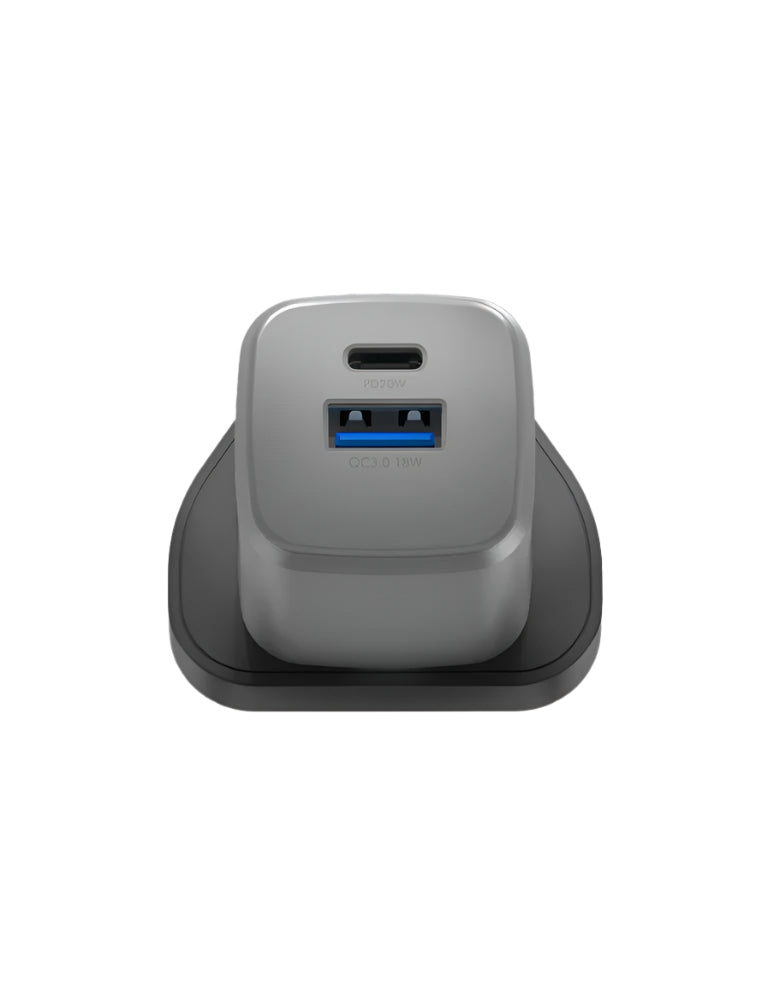 ENERGEA AMPCHARGE GAN20, 1C1A PD/QC3.0 WALL CHARGER,20W (UK) - GUNMETAL