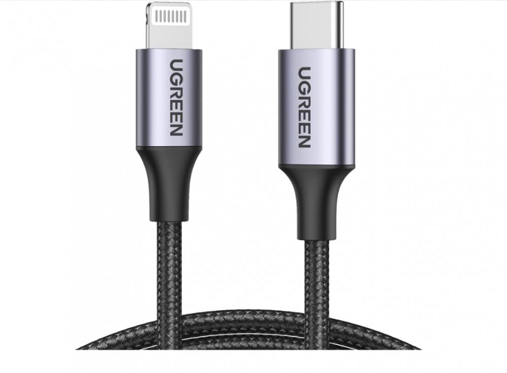 UGREEN USB-C to Lightning M/M Cable 20W Aluminum Shell Braided 1m (Black)US304