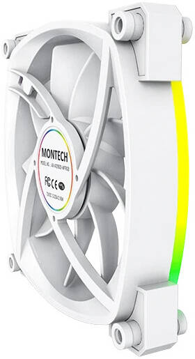 Montech AX120 PWM ARGB Case Fan, 120mm Fan Size, With 1600 RPM Fan Speed - White