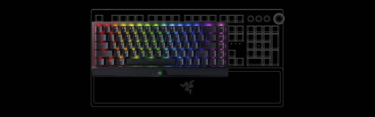 Razer Blackwidow V3 Mini HyperSpeed 65% Wireless Mechanical Gaming Keyboard (Yellow Switch) - Black RZ03-03890100-R3M1