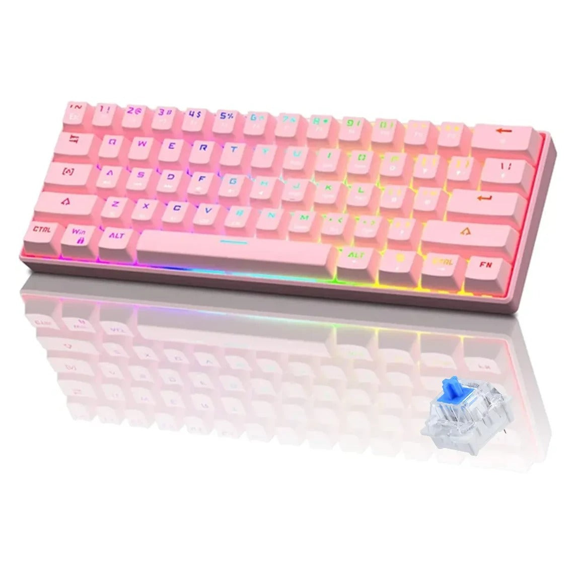 Leaven K28 - Bluetooth RGB Mechanical Gaming Keyboard - Pink – Blue Switch