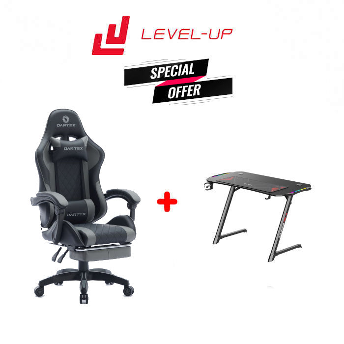 Oartex Model LD034 Gaming Chair With Z5-1160 Carbon Fiber Gaming Table 100*60*75cm with RGB Light & MousePad ( Installation not included )