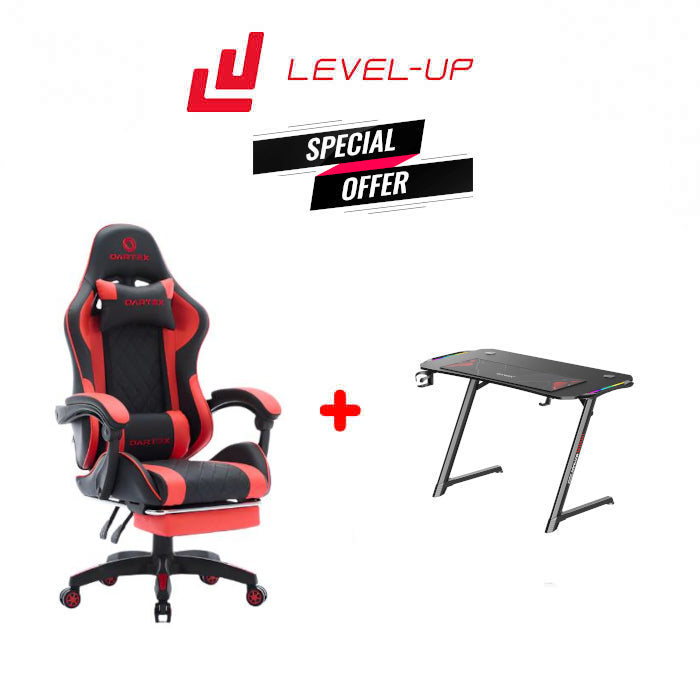 Oartex Model LD034 Gaming Chair With Z5-1160 Carbon Fiber Gaming Table 100*60*75cm with RGB Light & MousePad ( Installation not included )