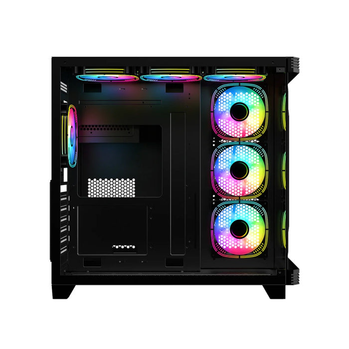 GAMEON Pulse Series ARGB ATX Mid Tower Gaming PC Case including 7 ARGB fans - Black
