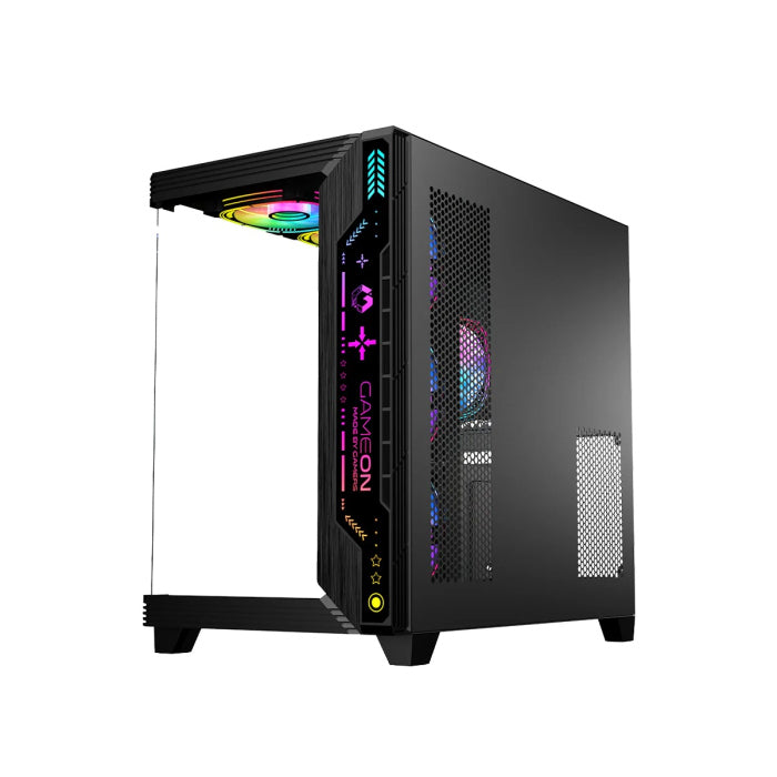 GAMEON Pulse Series ARGB ATX Mid Tower Gaming PC Case including 7 ARGB fans - Black