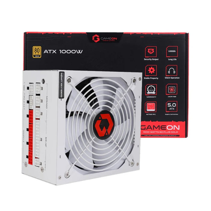 GameOn psw spy2 1000 Watts 80 Plus Gold Value Gaming Power Supply - White