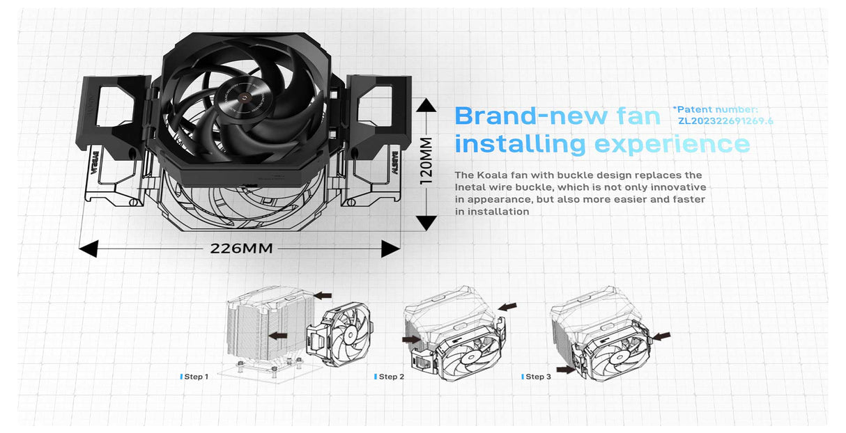 Alseye i600 Pro-W Air Fan Cooler, 300W TDP, 2.83-Inch Screen, Black