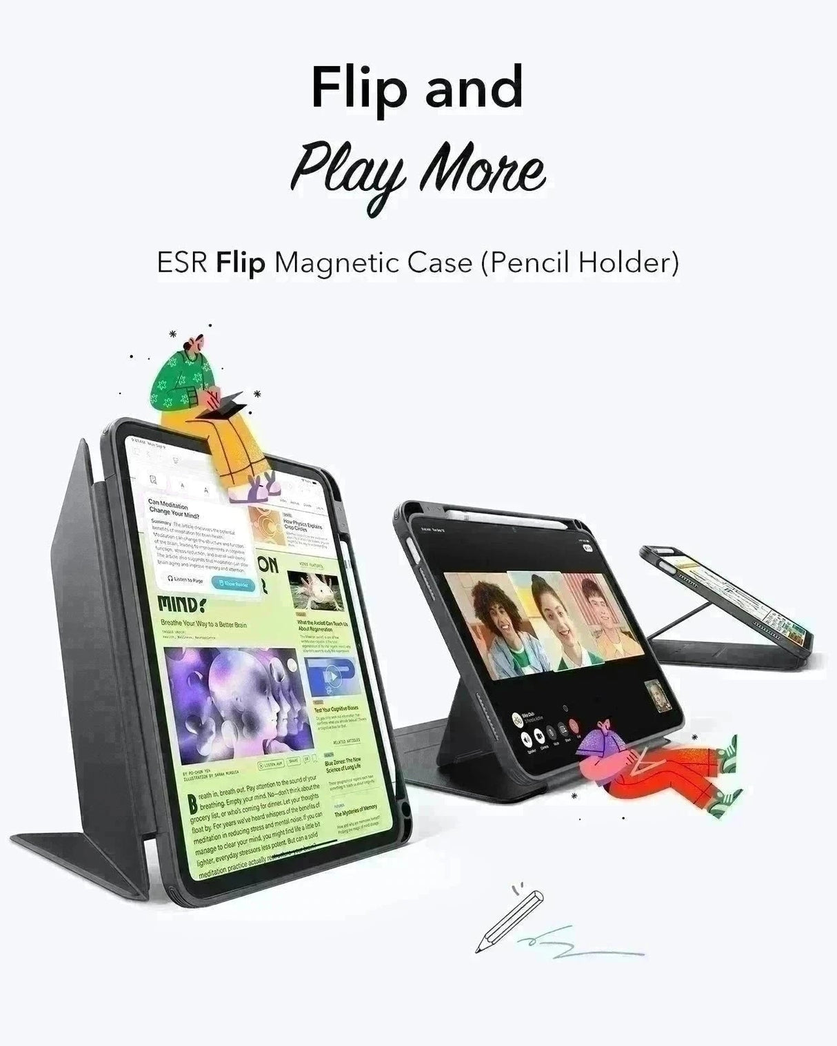 ESR iPad 11 inch/10.9 inch 11th Gen(A16)/10th Gen Flip Hybrid Case (Pencil Holder)