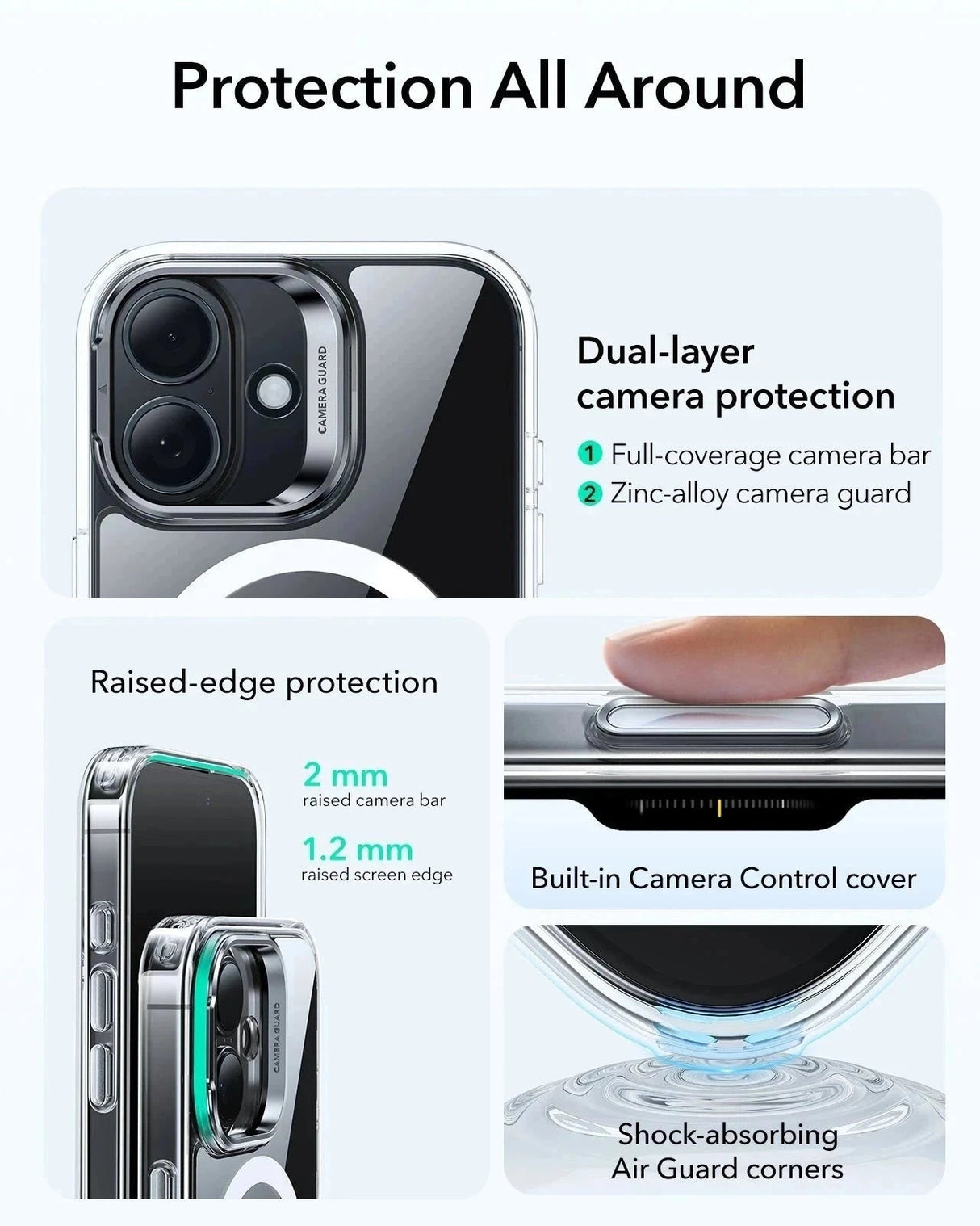 ESR iPhone 17 HaloLock Classic Hybrid Case with Stash Stand (Camera Control Button) Case