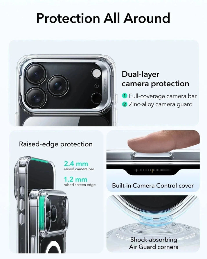 ESR iPhone 17 Pro Max HaloLock Classic Hybrid Case with Stash Stand (Camera Control Button) Case
