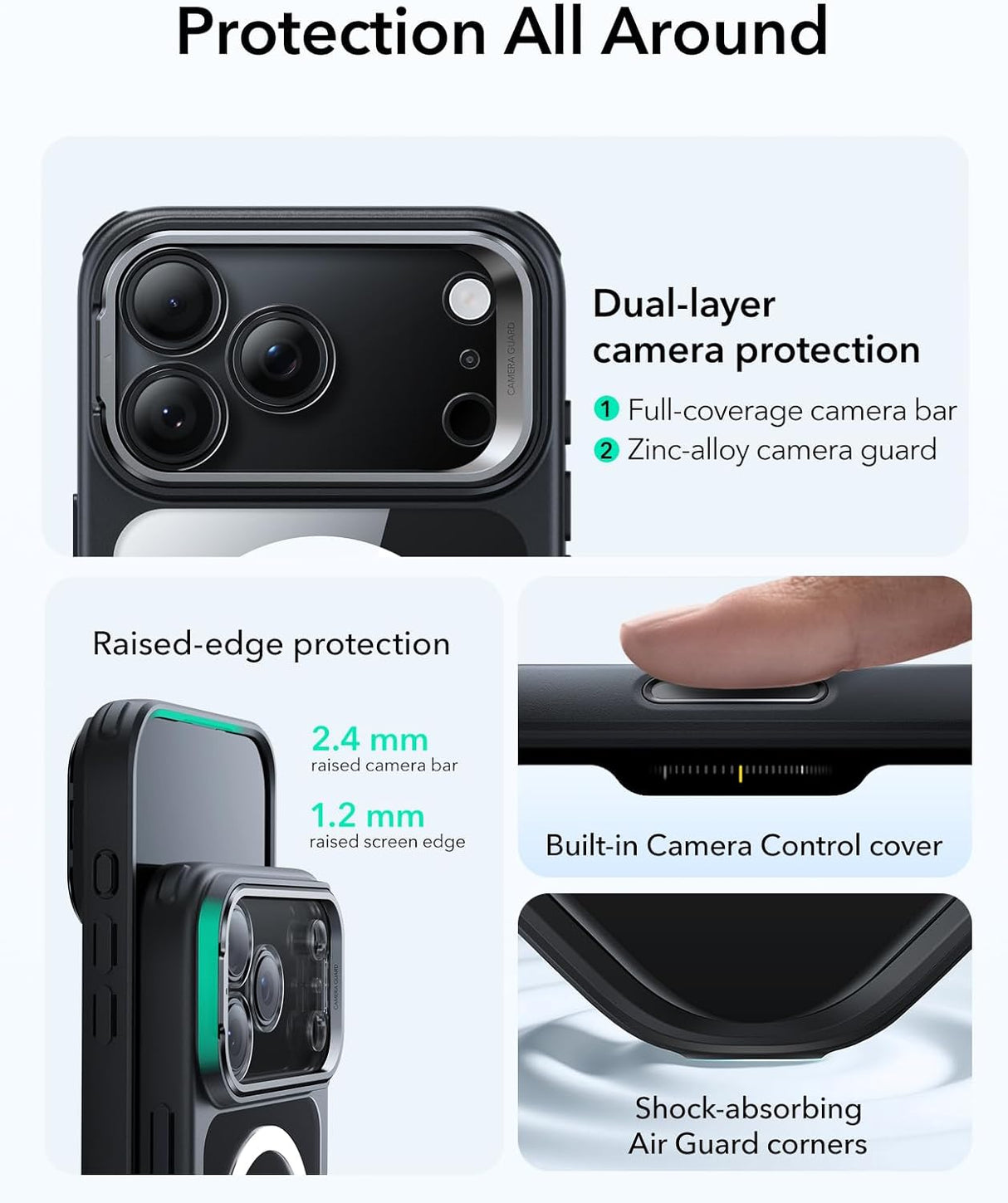 ESR iPhone 17 Pro HaloLock Classic Hybrid Case with Stash Stand (Camera Control Button) Case