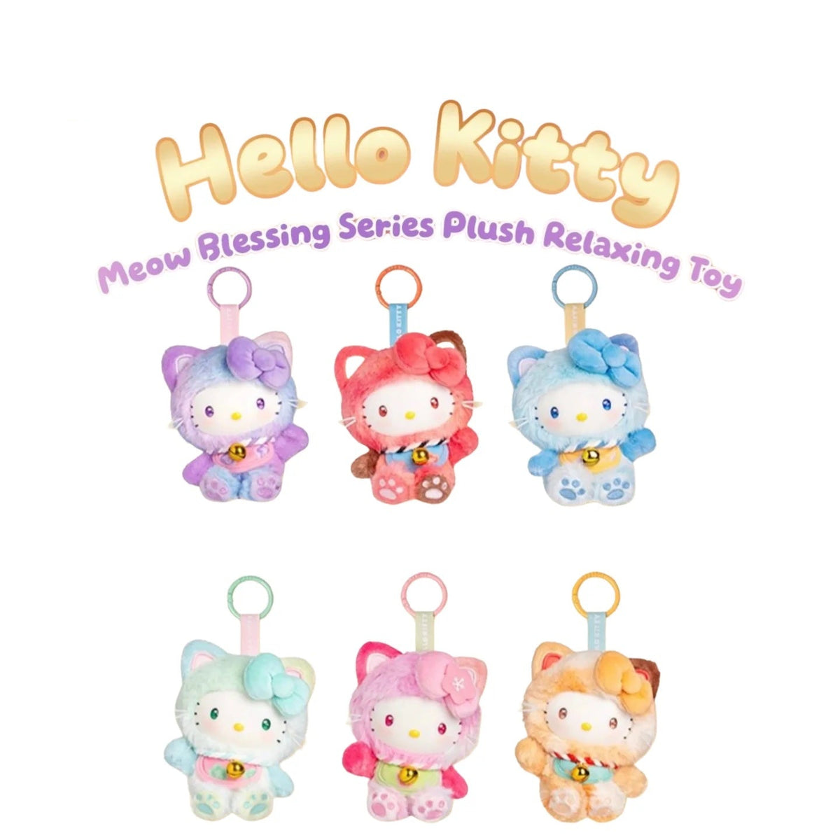 Hello Kitty Style Meow Blessing Series Plush Relaxing Toy He - 5.12 inch (Blind Box) selling per piece - 25MR-017