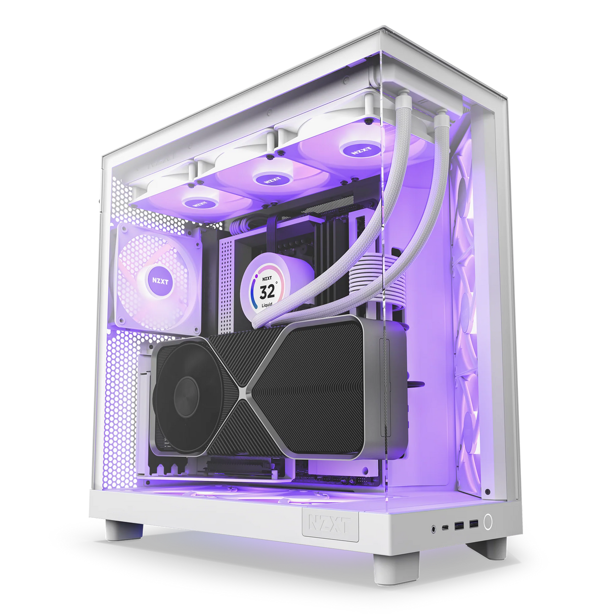NZXT H6 FLOW RGB Compact Dual-Chamber Mid-Tower Airflow Case with RGB Fans - White