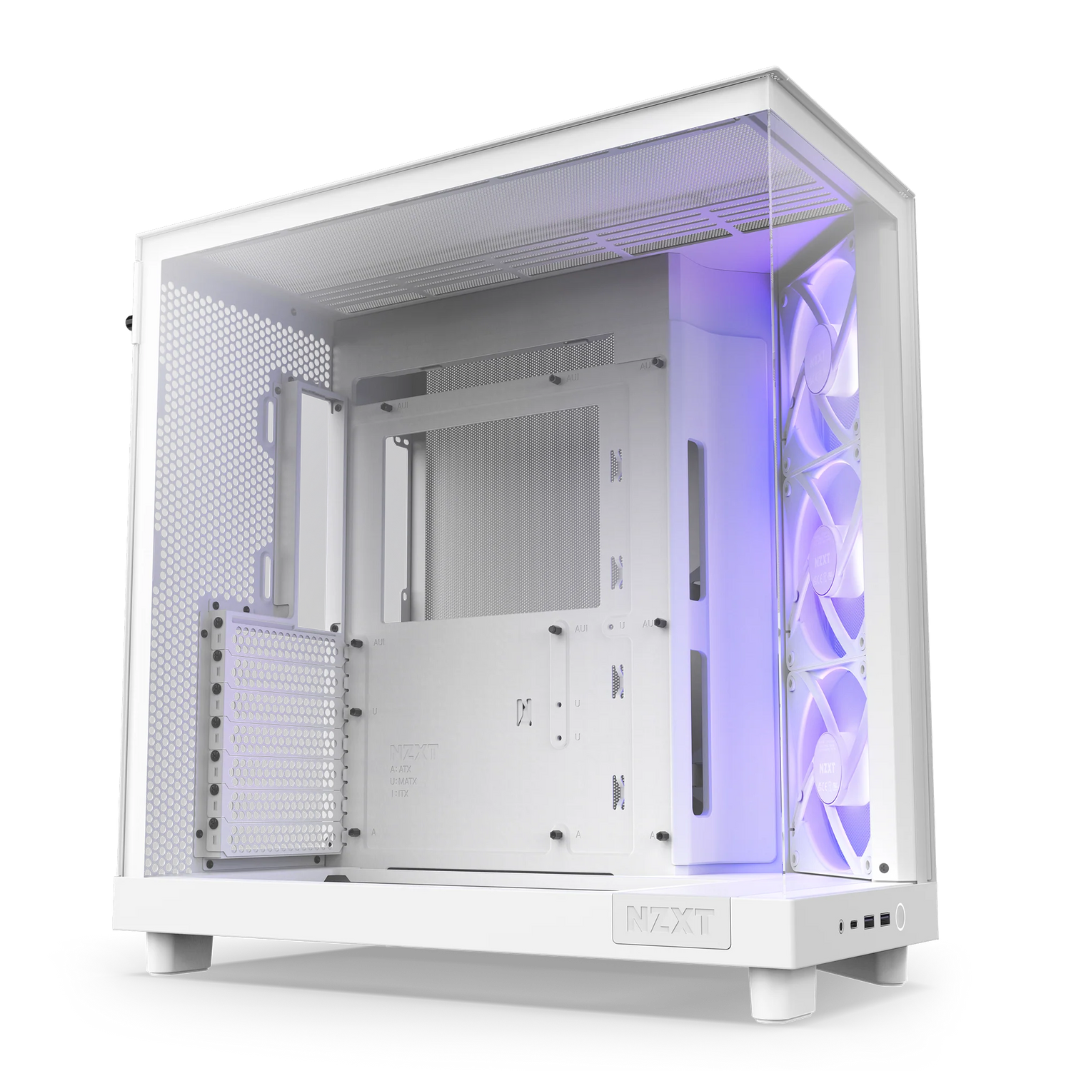 NZXT H6 FLOW RGB Compact Dual-Chamber Mid-Tower Airflow Case with RGB Fans - White