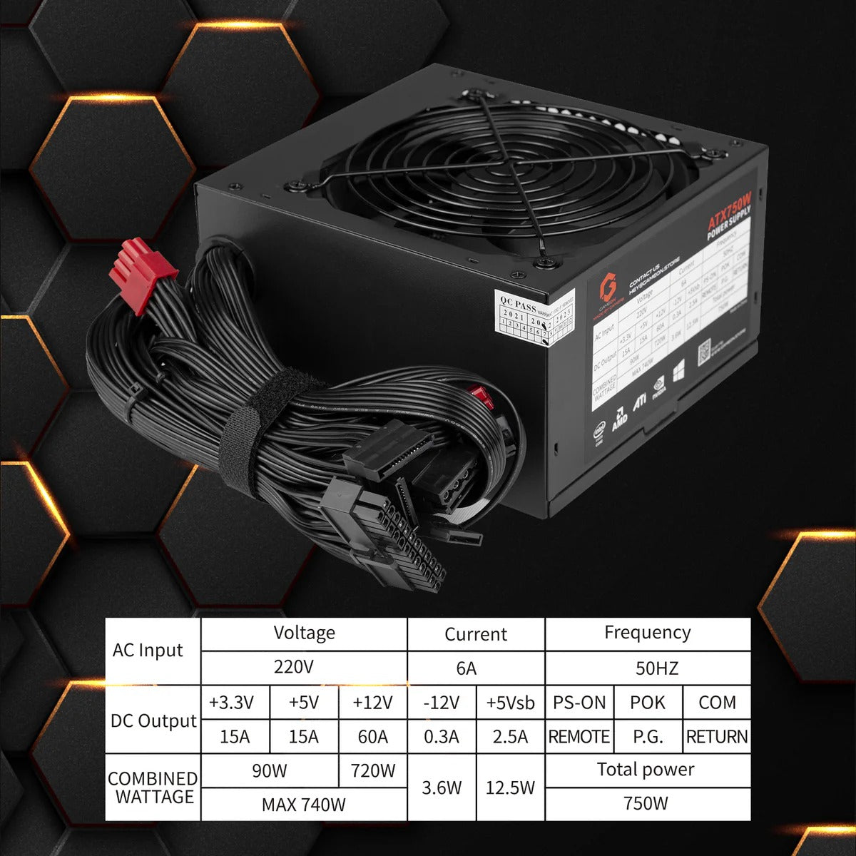 GameOn SPY2 ATX 750 Watts 80 Plus Bronze Value Gaming Power Supply