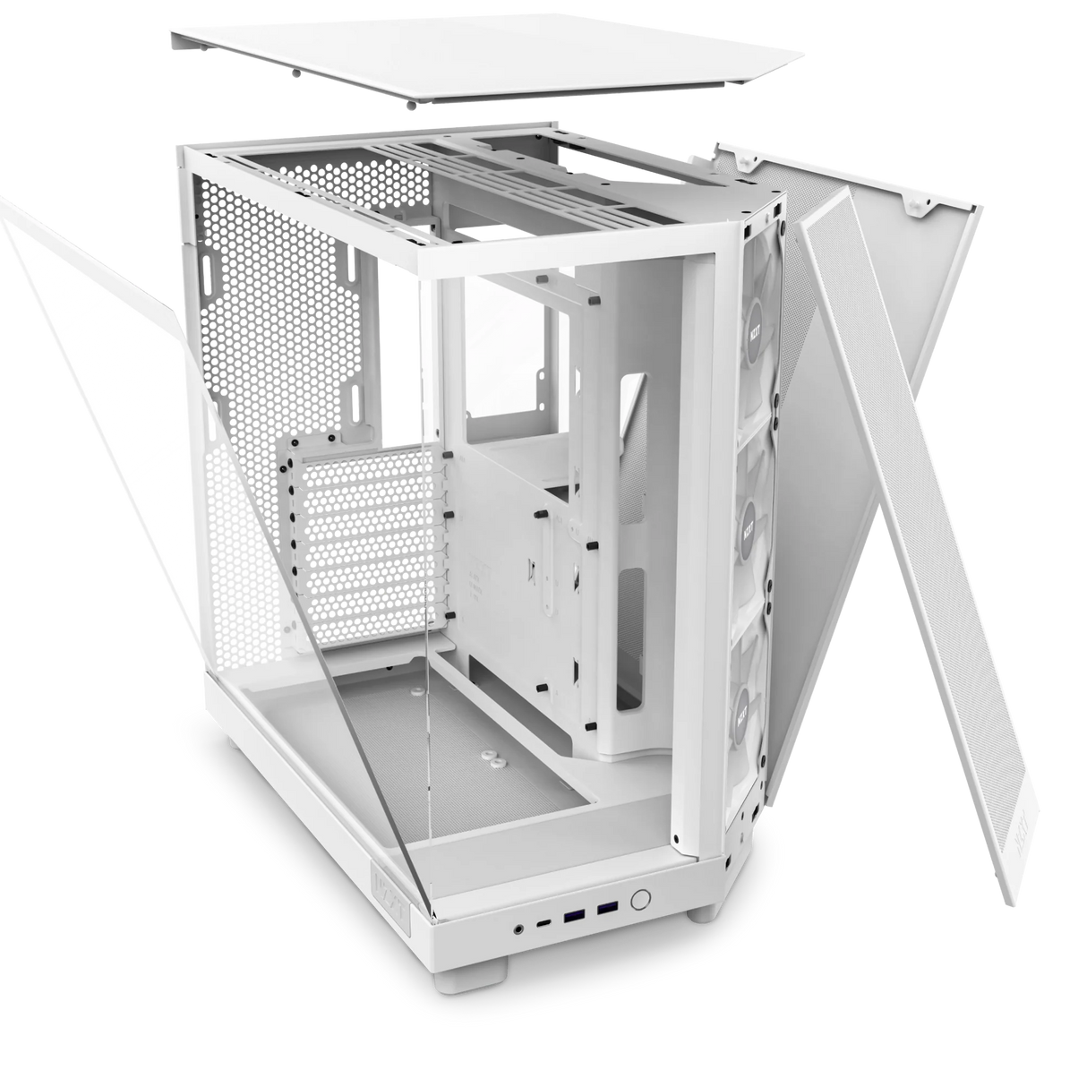 NZXT H6 FLOW RGB Compact Dual-Chamber Mid-Tower Airflow Case with RGB Fans - White