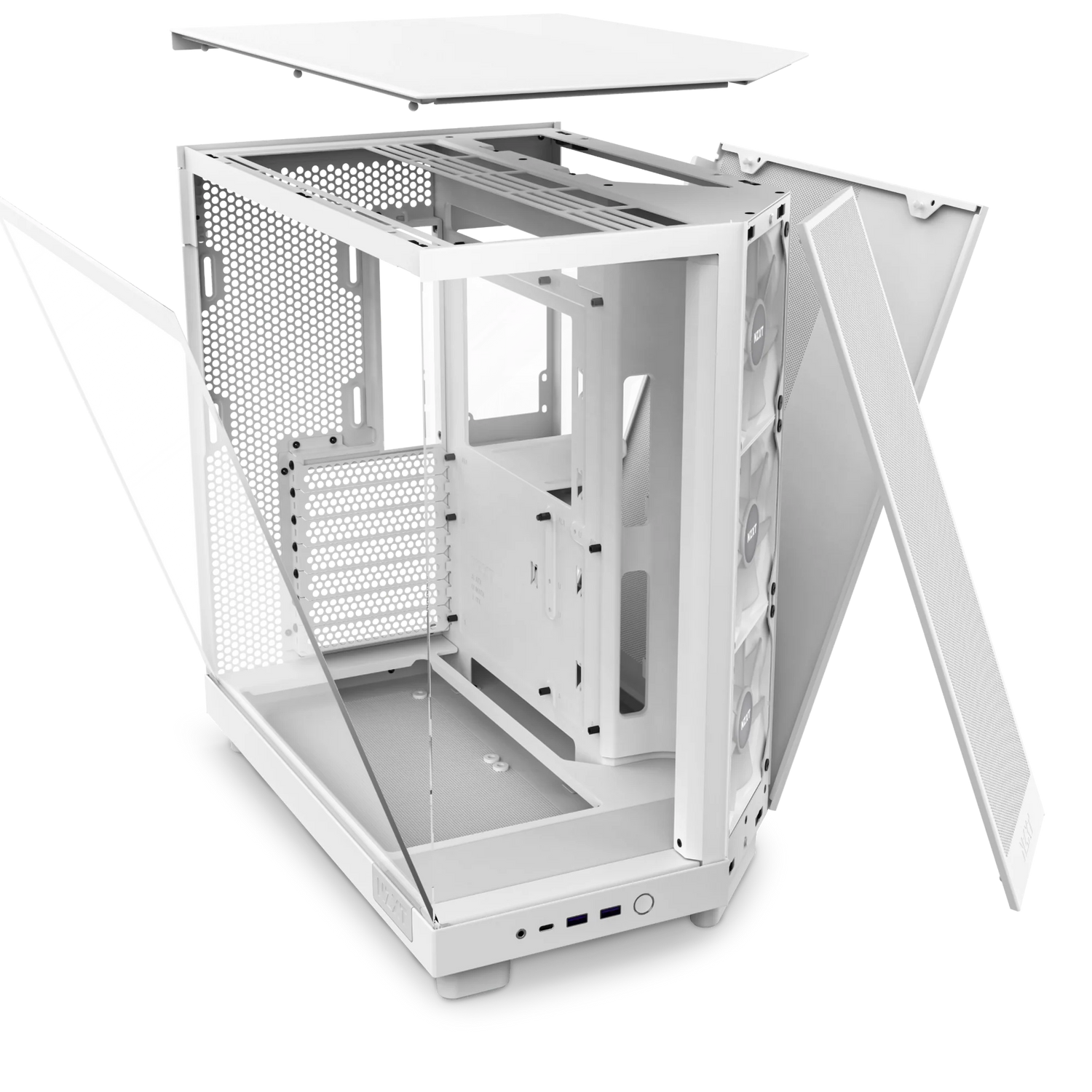 NZXT H6 FLOW RGB Compact Dual-Chamber Mid-Tower Airflow Case with RGB Fans - White