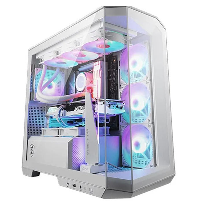 MSI Mag Pano M100R PZ M-ATX Mid Tower Gaming PC Case - White (4 ARGB Fans Included)