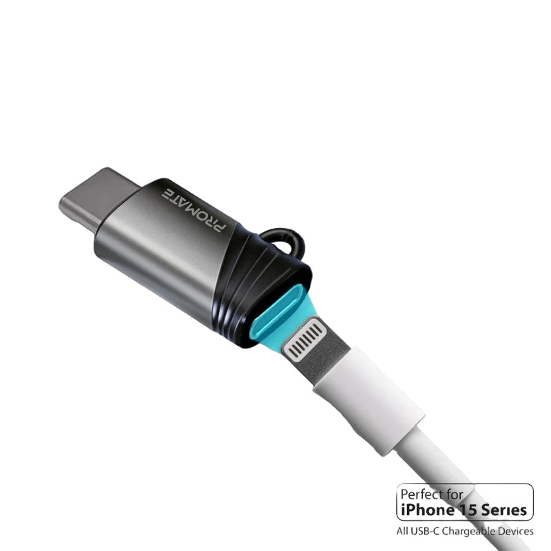 Promate Ultra-Fast Charging Lightning to USB-C Adapter - GREY