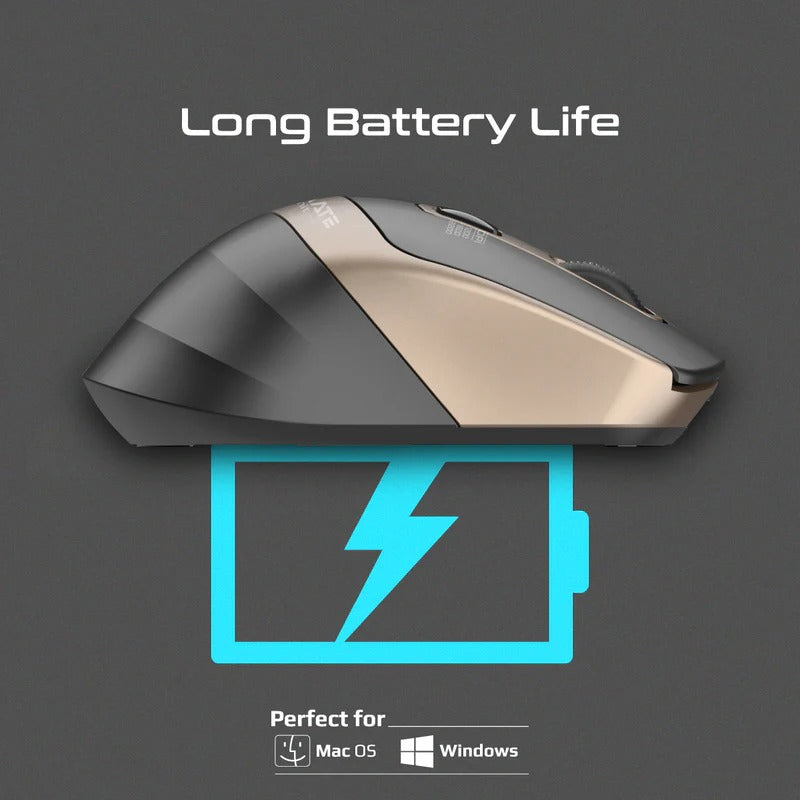 Promate Samit 2.4GHz Ergonomic 2200 DPI Silent Click Wireless Mouse - Gold