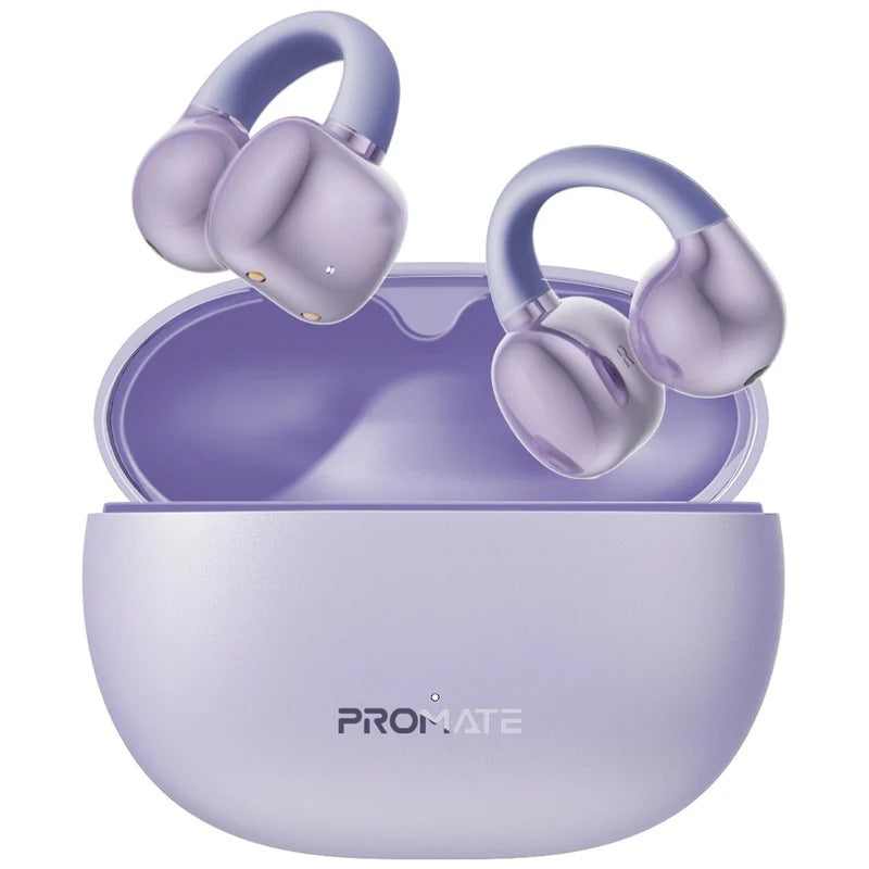 Promate AudioFit Open Ear Clip On TWS Earbuds w/ IntelliTouch - purple